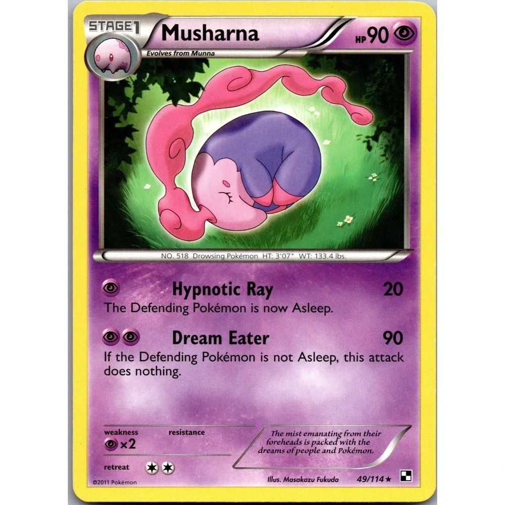 Pokemon‎ Musharna Rare Black and White 49/114 Psychic Stage 1 Card MP